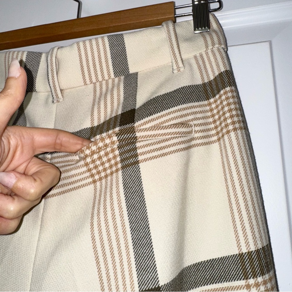 Wilfred Cream Plaid Wide-Leg Trousers - Picture 4 of 11